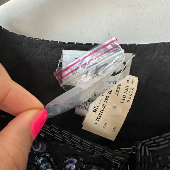 Vintage Black & Blue Sequin Silk Cardigan Size M - Picture 9 of 10